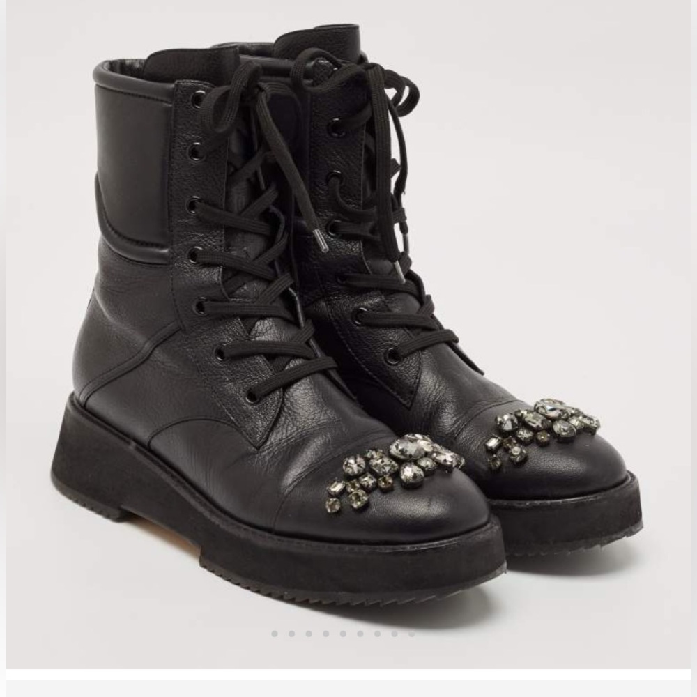 Jimmy Choo Black Combat Boots with Studded Accents